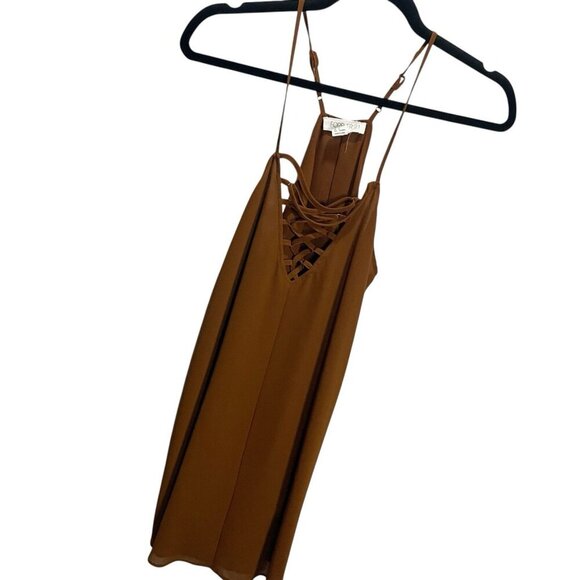 Forever 21 S Women's Rust Spaghetti Strap Lined Sheer Peek a Boo Dress Tunic - Picture 2 of 5